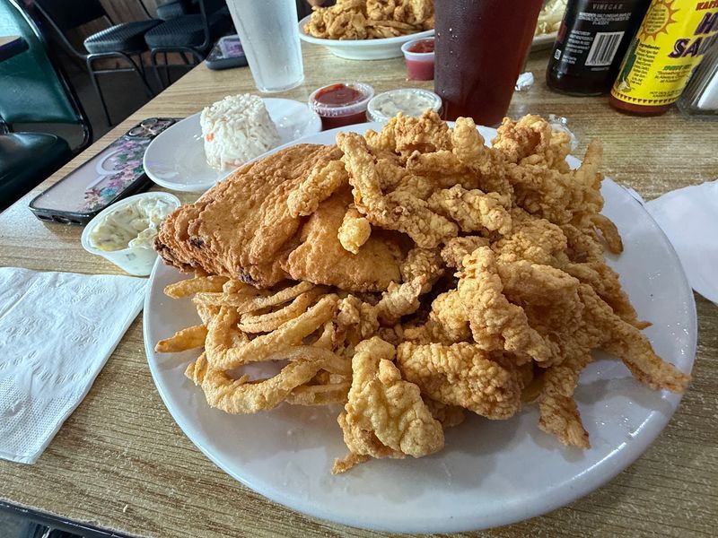 Platters Piled with Scallops, Haddock, and Shrimp Platters Piled with Scallops, Haddock, and Shrimp