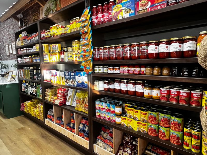 Shelves of Imported Olive Oil Shelves of Imported Olive Oil