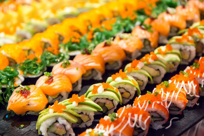 Sushi rolls beyond the basic buffet plate Sushi rolls beyond the basic buffet plate