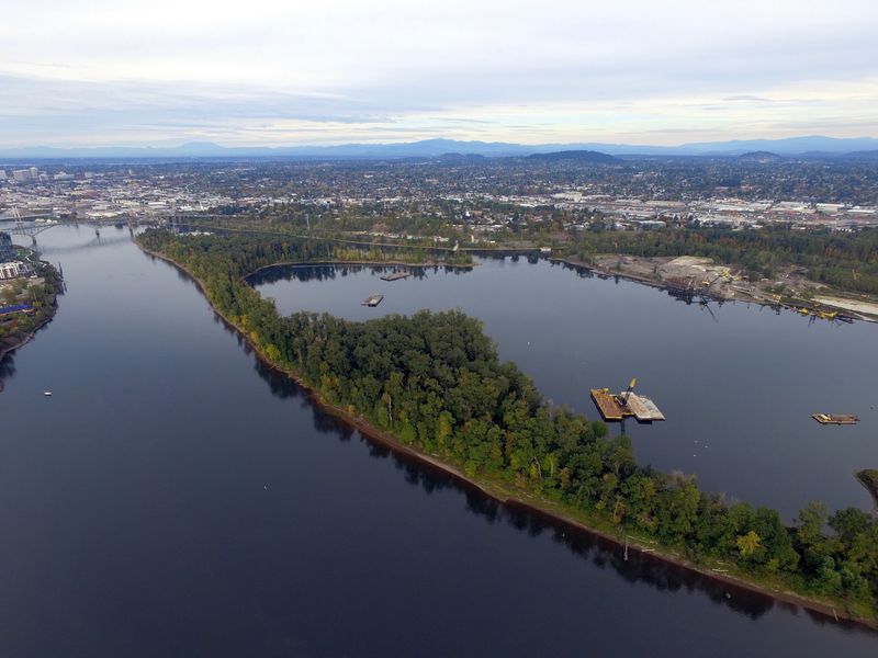 Willamette River - Ross Island, Oregon, USA Willamette River - Ross Island, Oregon, USA