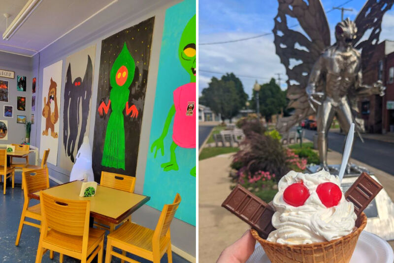This West Virginia Ice Cream Shop Serves Mothman Milkshakes Steps From the Famous Statue