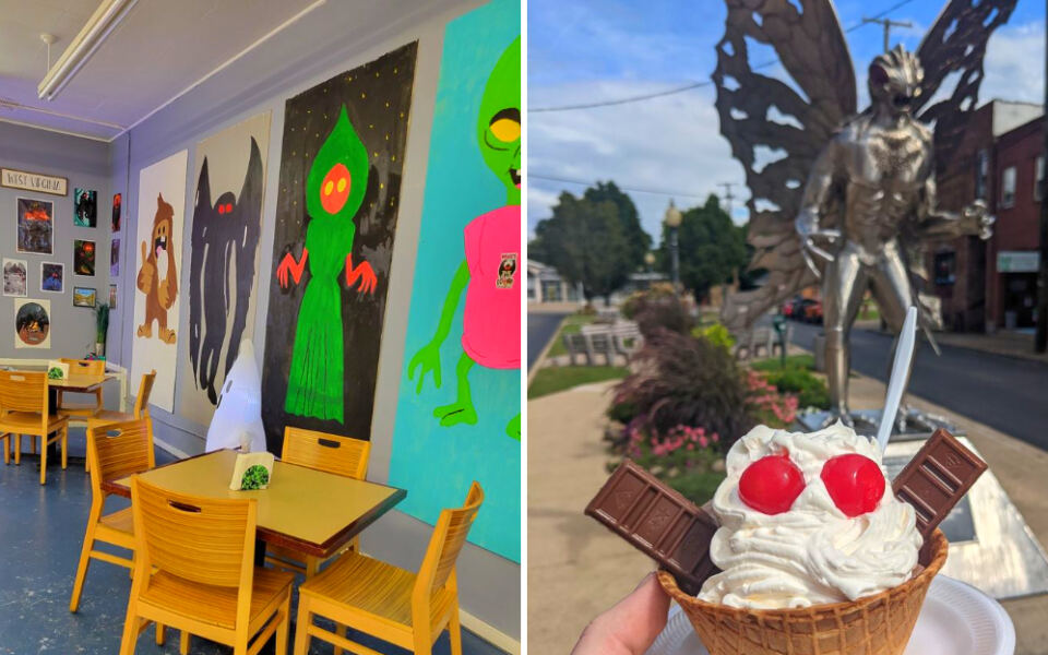 This West Virginia Ice Cream Shop Serves Mothman Milkshakes Steps From the Famous Statue