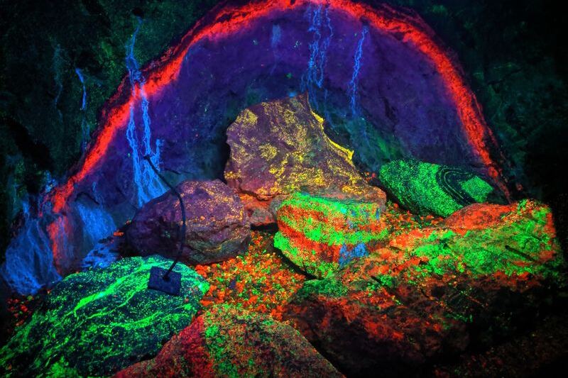 Beneath Sterling Hill Mining Museum, Fluorescent Rocks Turn A Mine Tunnel Rainbow