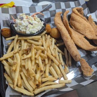 This Roadside Oklahoma Fish House Piles Fried Catfish So High It Arrives on a Cafeteria Tray