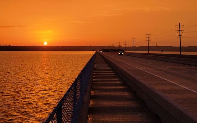 This Texas Bridge Stretches Nearly Two Miles Across Lake Ray Hubbard With Open Water on Every Side