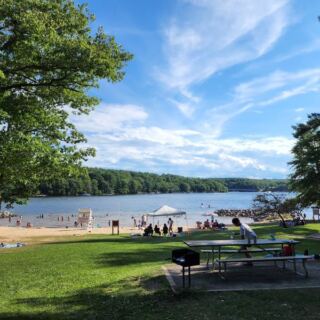 This Maryland State Park Beach Has A Sandy Lakefront Swim Area And A Playground Right Beside It