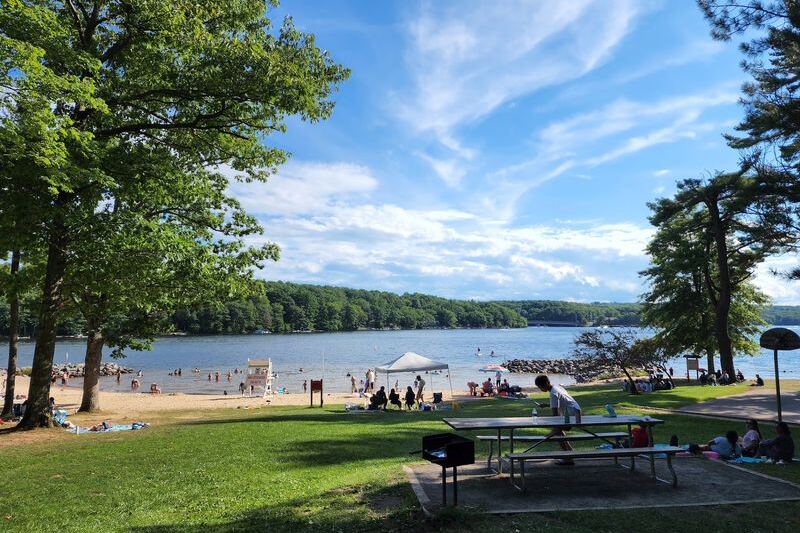 This Maryland State Park Beach Has A Sandy Lakefront Swim Area And A Playground Right Beside It