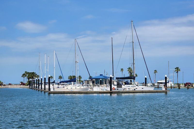 This Corpus Christi Marina Hangout Has a Floating Bar and an Upstairs Tavern Over the Bay