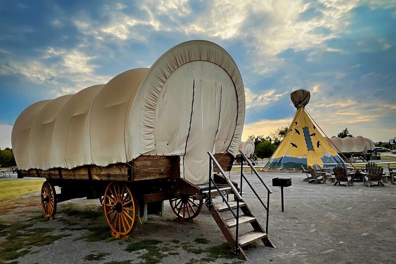 Sleep Under the Stars in an Oklahoma Covered Wagon Where the Only Neighbors Are Coyotes and Constellations
