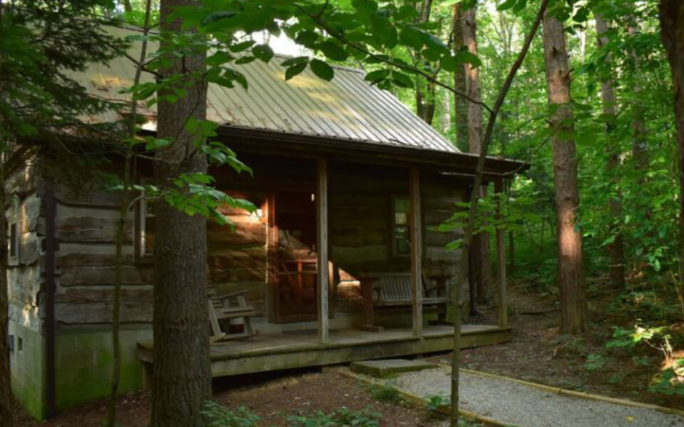 This Secluded Hocking Hills Cabin Has a Fireplace and a Fish-Filled Pond Right Out the Front Door