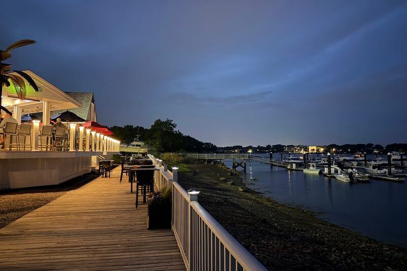 This Laid-Back Quincy Waterfront Restaurant Serves Seafood and Live Music on a Deck Overlooking the Bay and Marina