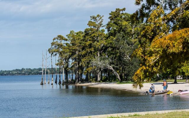 This Louisiana State Park Opens to a Sandy Lake Pontchartrain Beach Under Spanish-Moss Oaks Where Swimming and Fishing Await