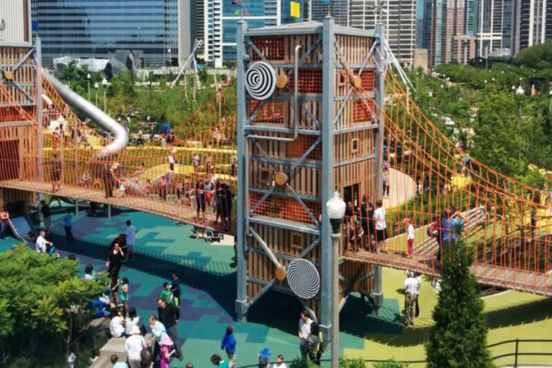 This Illinois Park in Chicago Has a 40-Foot Climbing Wall and an Ice-Skating Trail Twice as Long as a Traditional Rink Lap