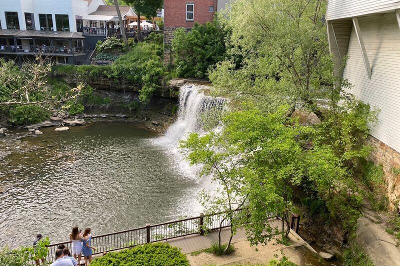 This Ohio Village Has A Glowing Waterfall And A Downtown That Turns Into A Snow Globe Every December