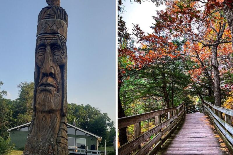 This Free Illinois Prairie Trail Hides A Chain Of Hand-Carved Totem Poles Deep In The Woods