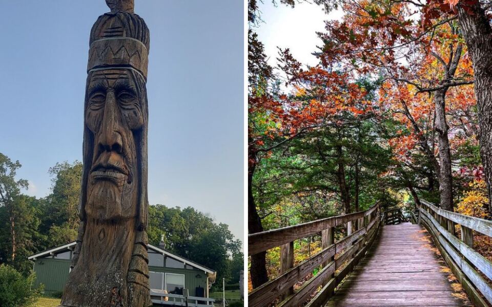 This Free Illinois Prairie Trail Hides A Chain Of Hand-Carved Totem Poles Deep In The Woods