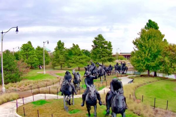 This Free Oklahoma City Sculpture Walk Lines A Canal Path With Larger-Than-Life Bronze Horses And Riders