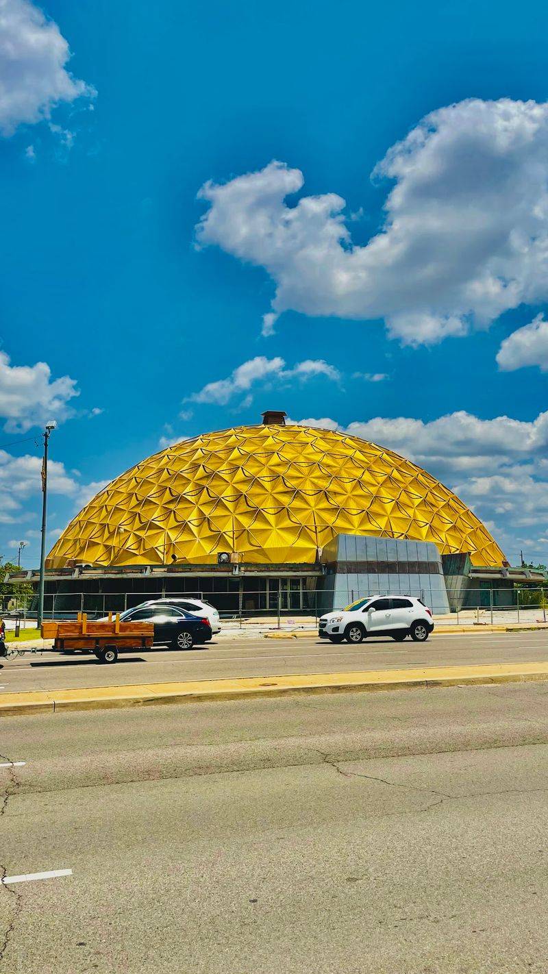 A Golden Bubble on a Busy Route 66 Corner A Golden Bubble on a Busy Route 66 Corner