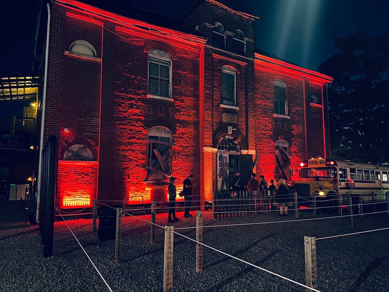A Spooky Schoolhouse Sits Beside A Busy Cincinnati Road