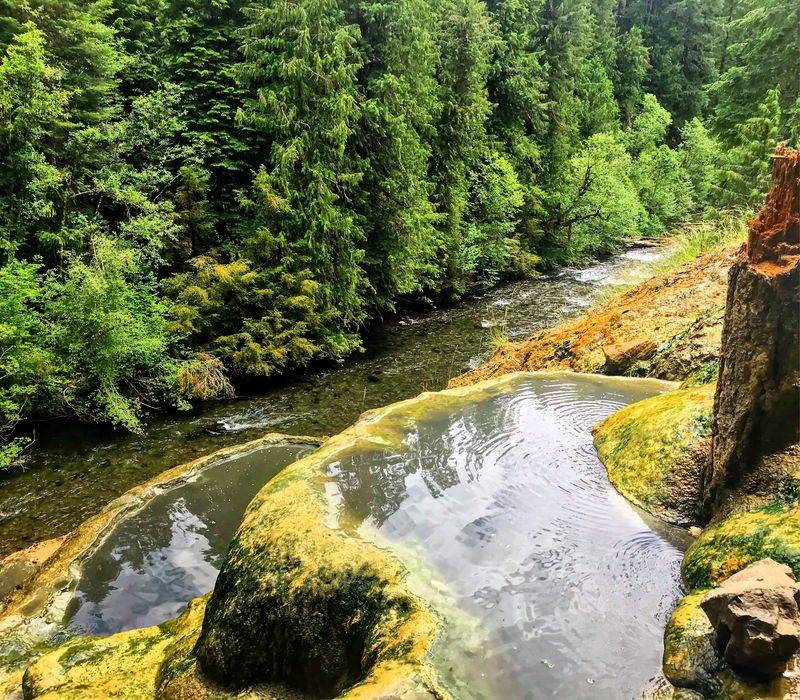 A Travertine Staircase Above the River