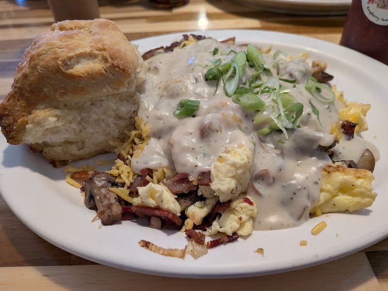Biscuits, Gravy, and Rosemary Mushrooms