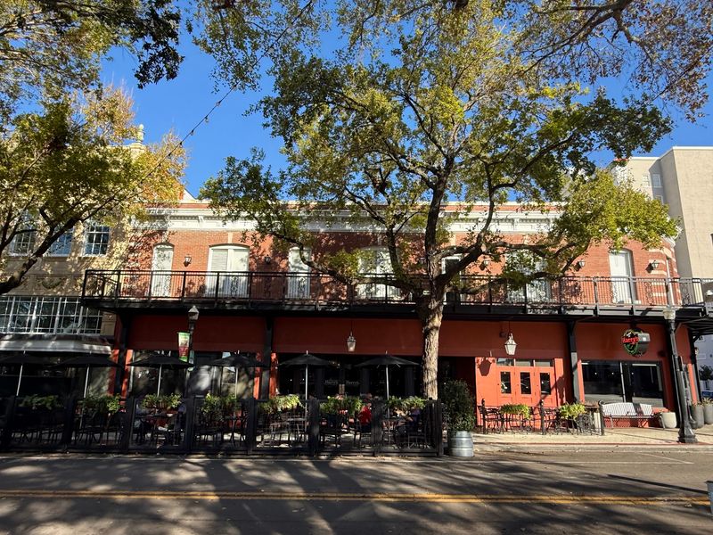 Booths, Brick, and a Patio by the Park