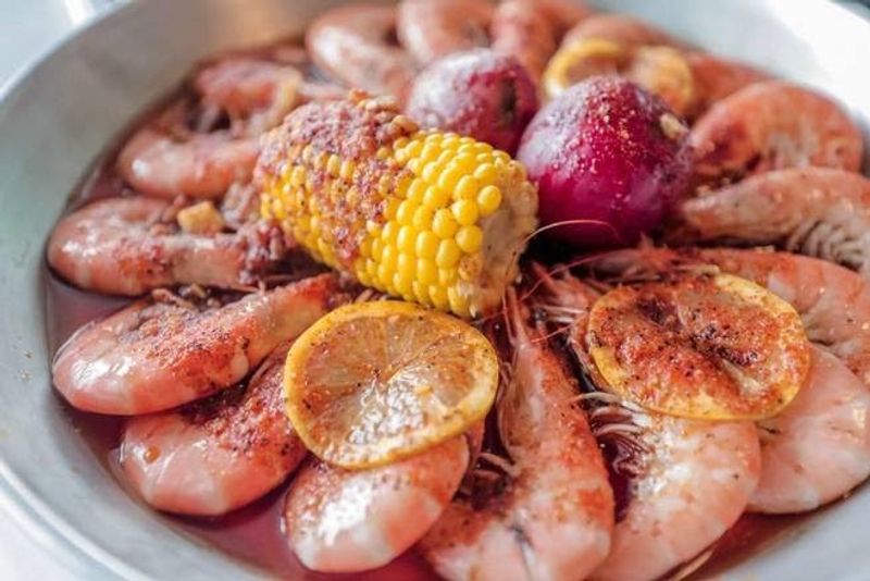 Cajun Boil Trays With Corn and Potatoes