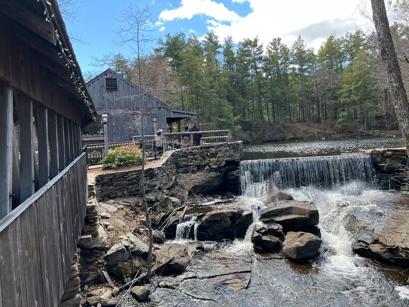 Covered Bridges and a Little Waterfall Covered Bridges and a Little Waterfall