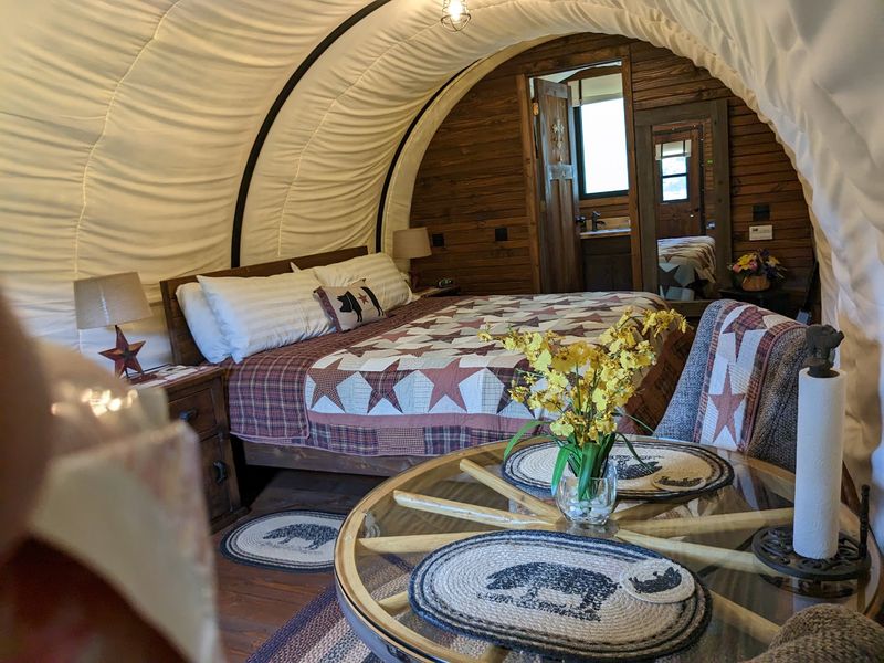 Covered Wagon Glamping With Modern Comforts Covered Wagon Glamping With Modern Comforts