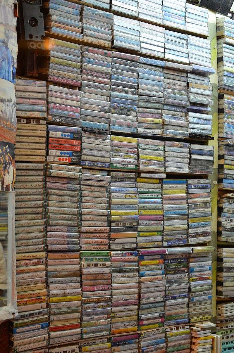 Flipping Through Records and Cassette Tapes