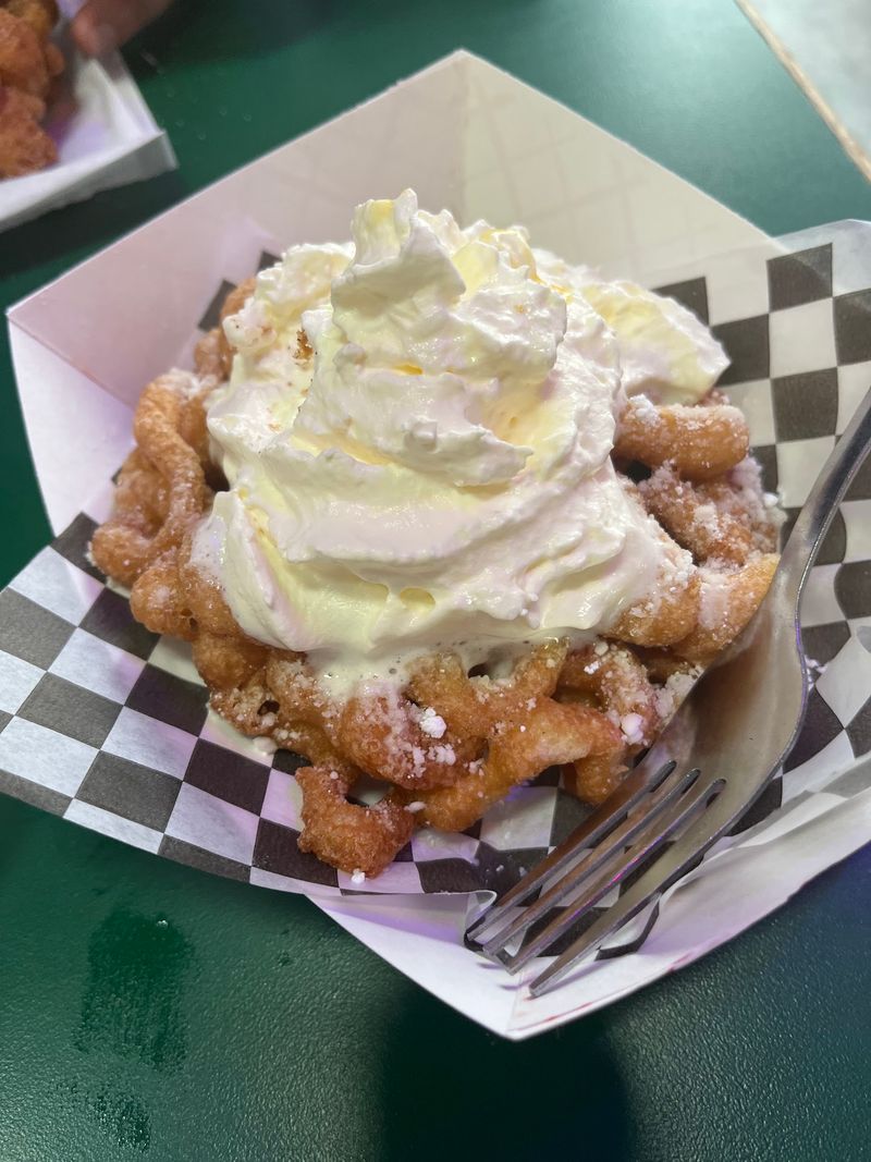 Funnel Cake with a Rotating Fruit Crown