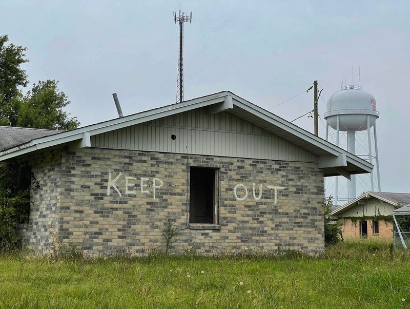 Homes Left Behind and Painted Warnings Homes Left Behind and Painted Warnings