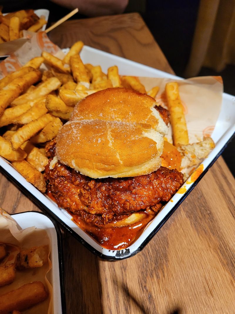 Hot Chicken Piled on a Doughnut Hot Chicken Piled on a Doughnut