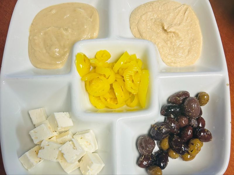 Hummus, Feta, and the Big Appetizer Plate Hummus, Feta, and the Big Appetizer Plate