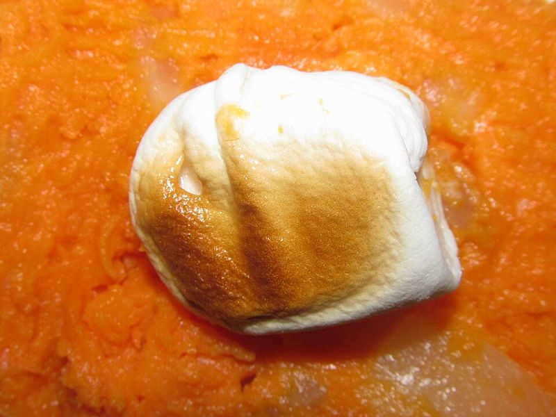 Marshmallows on Sweet Potatoes
