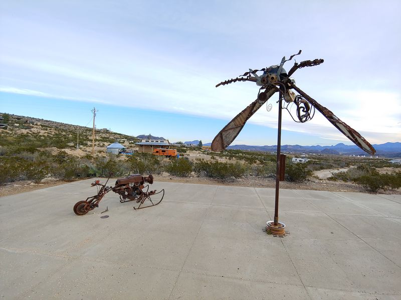 Metal Sculptures Beside the Sign Metal Sculptures Beside the Sign
