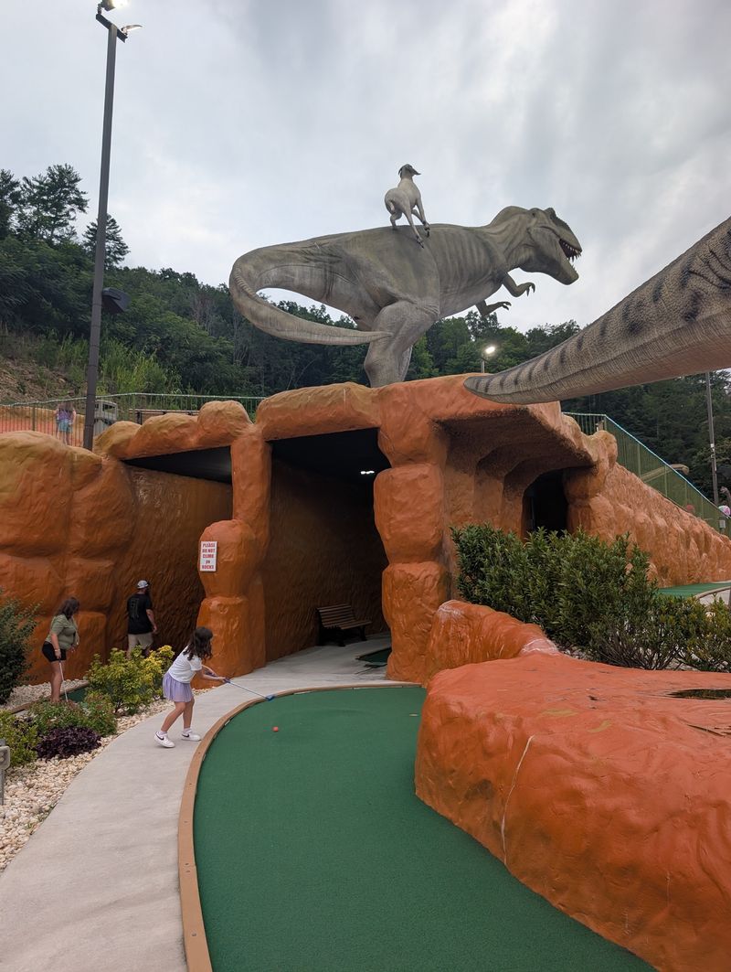 Mini Golf With Dinosaurs Watching Every Putt