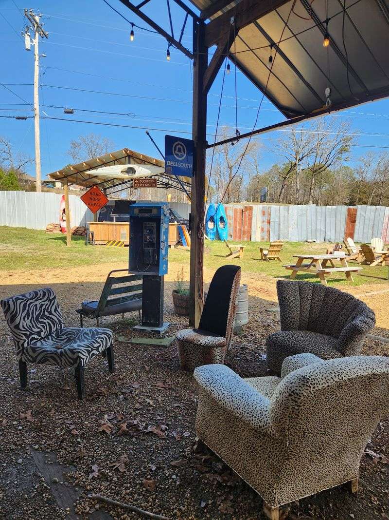 Outdoor Seating With a Stage and Mountain Air Outdoor Seating With a Stage and Mountain Air