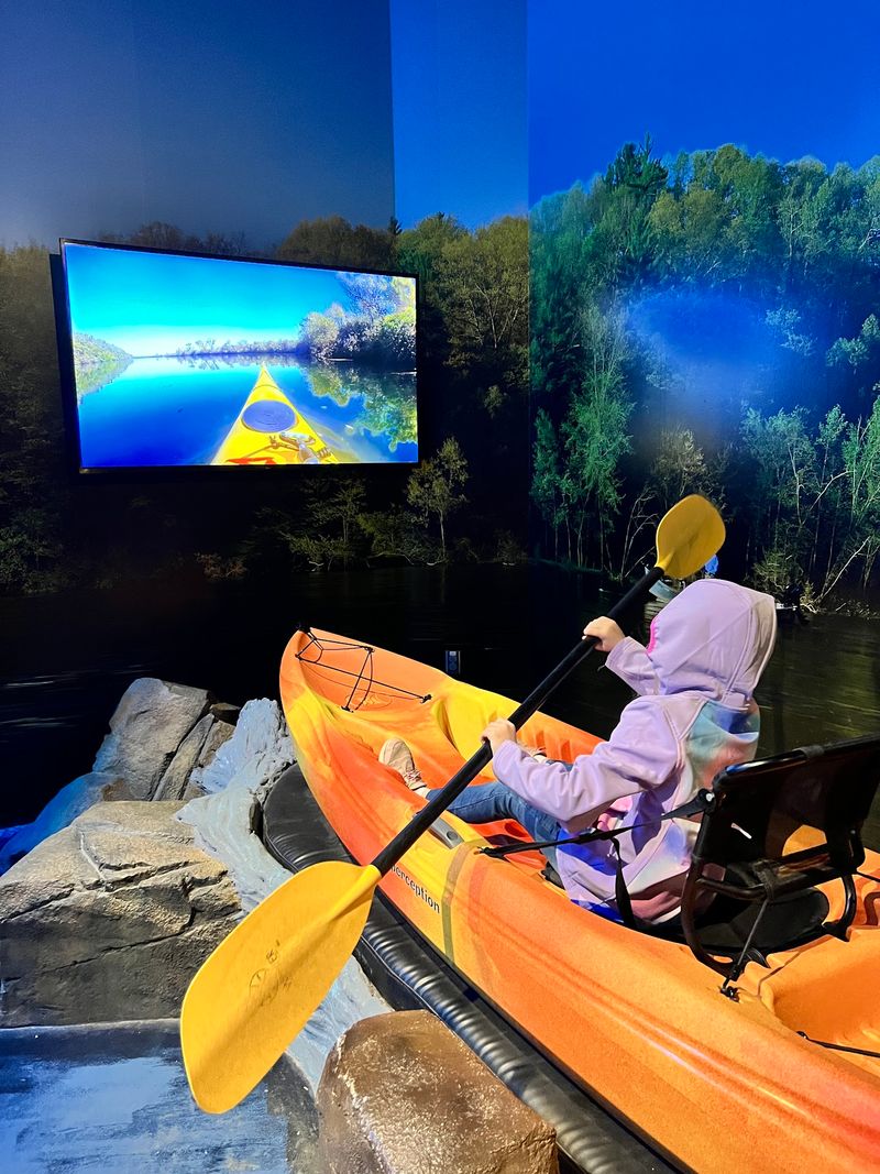 Paddling a Kayak on a River That Is Not There