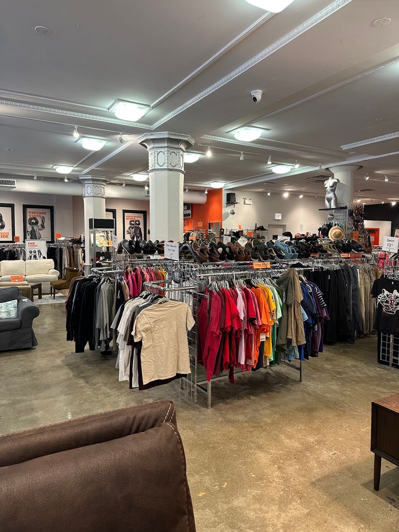 Racks of Funky Clothes and Shoes
