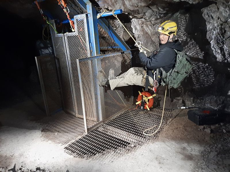 Rappelling 80 Feet Down a Mine Shaft