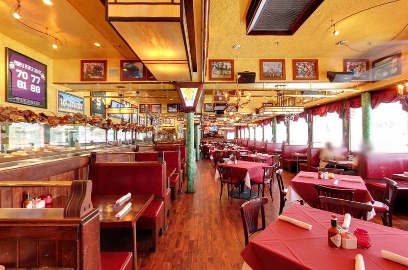 Red Leather Booths and Golden Light