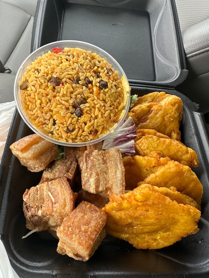 Rice, Tostones, and Sweet Plantains on the Side