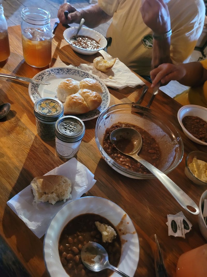 Rolls by the Pan and a Pot of Cowboy Beans