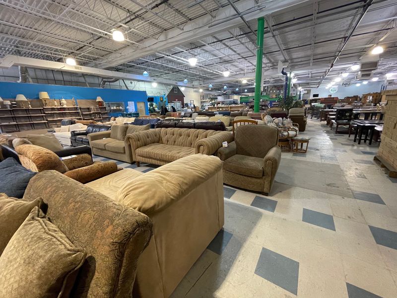 Rows of Furniture Waiting for a New Living Room