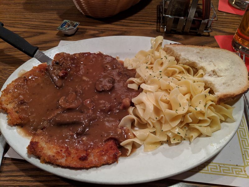 Schnitzel, Potato Pancakes, and Buttered Noodles