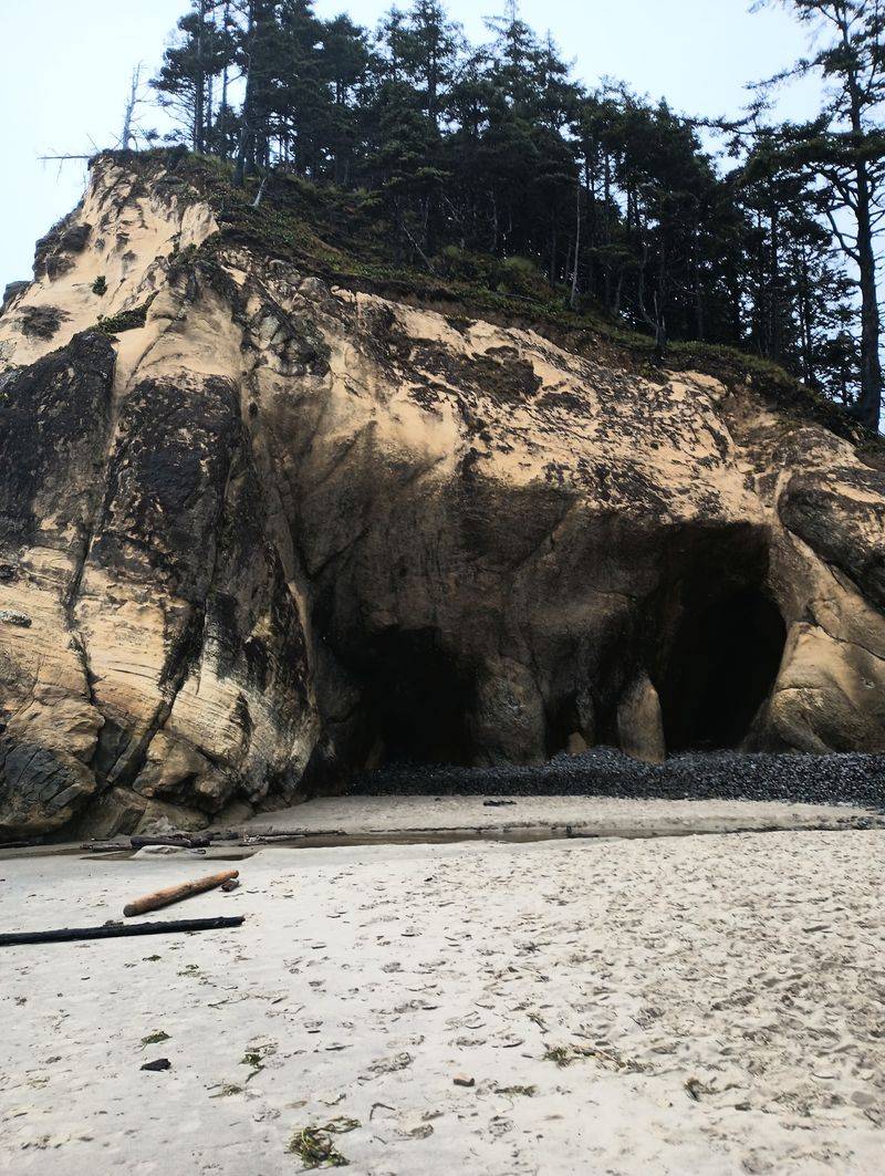 Sea Caves Waiting at Low Tide
