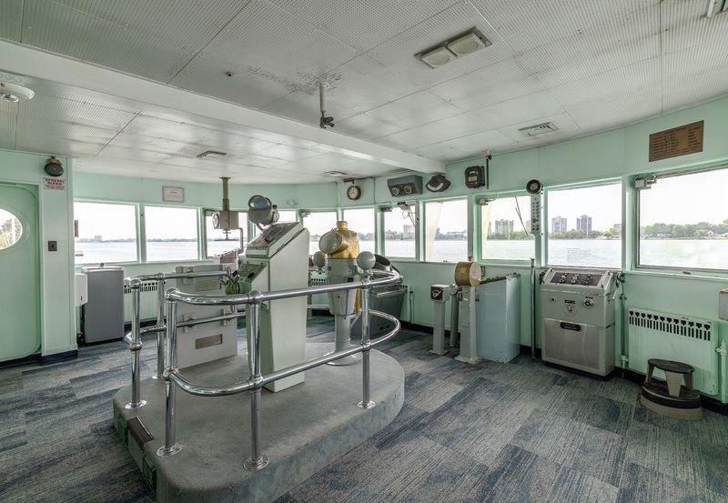 Steering From a Real Freighter Pilot House
