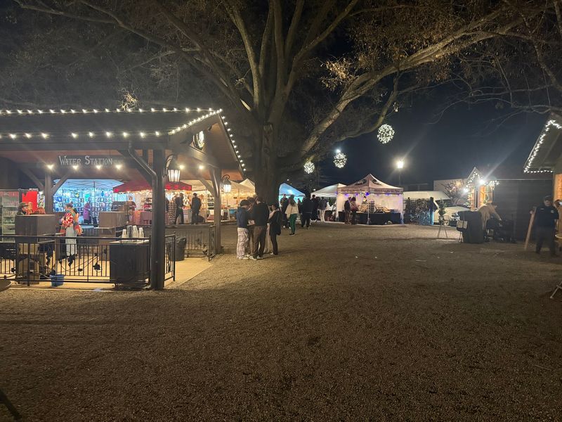 Vendor Booths Under Ornament Lights