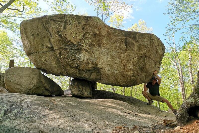 Hike Pyramid Mountain in Boonton, New Jersey, to Tripod Rock, a glacial boulder balanced on three smaller stones